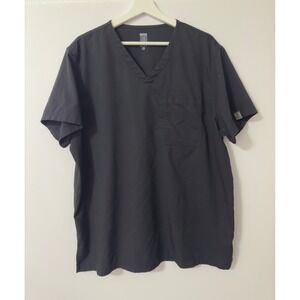 Roth Wear Black V Neck Scrub Top Short Sleeve Chest Pocket XL